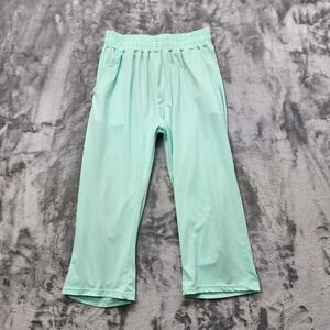 Real Essentials Pants Womens M Green Ultra-Soft Wide Leg Loose Capri Yoga Lounge